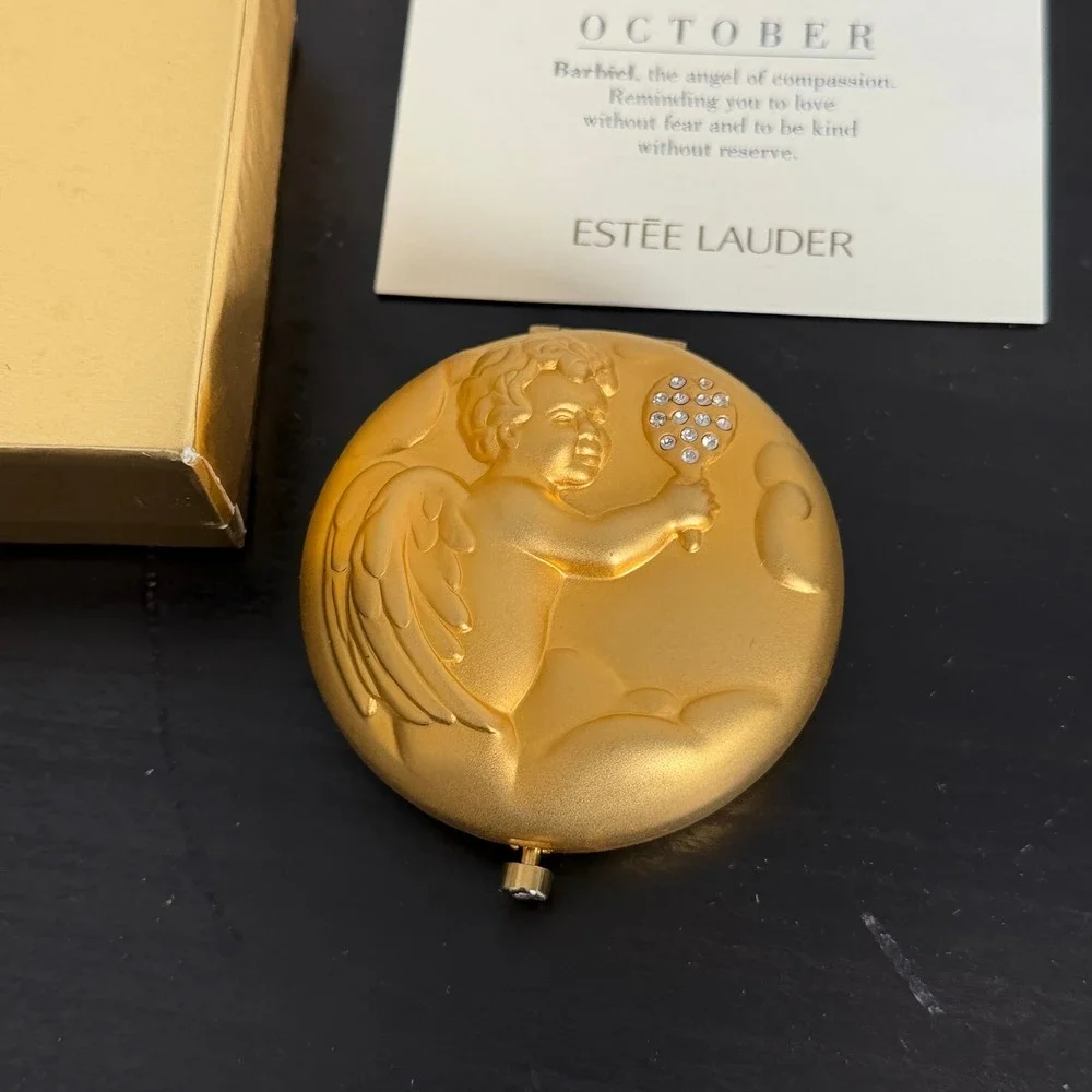 Estee Lauder October Angel Lucidity Translucent Pressed Powder Compact Gold